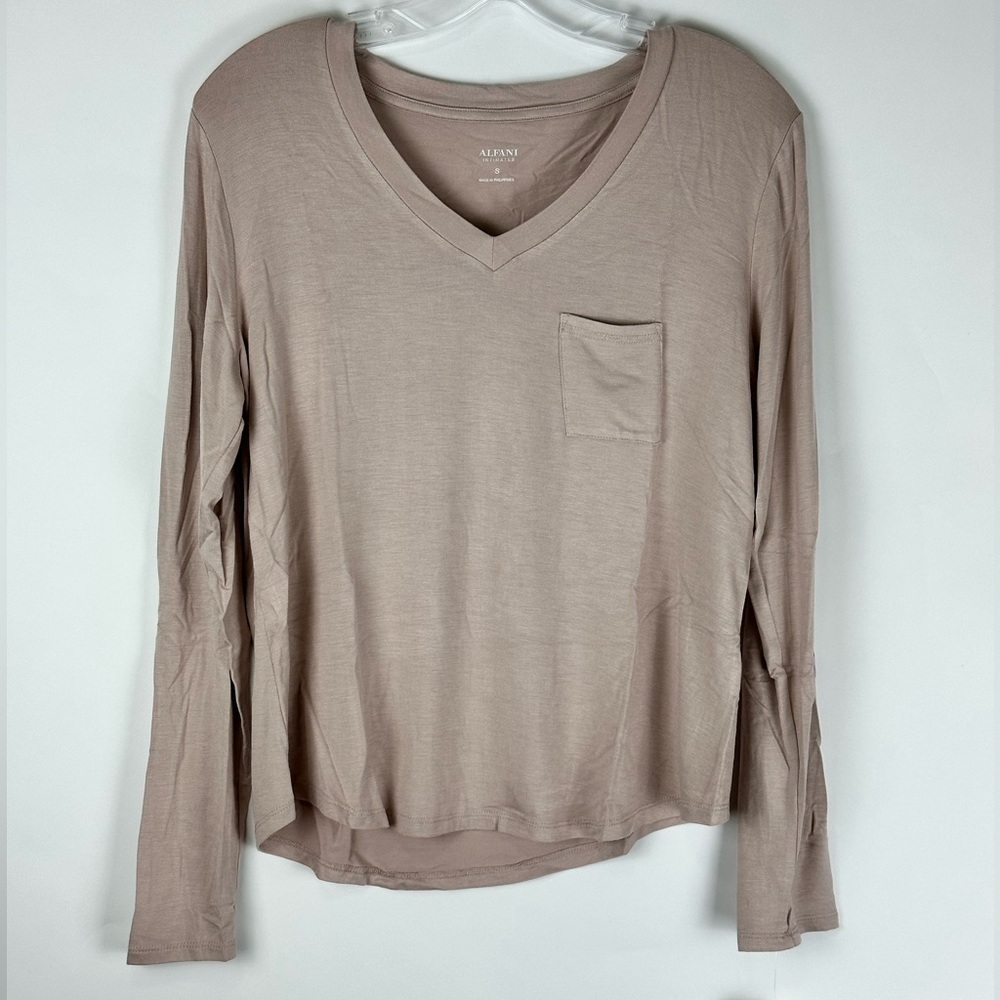 Alfani Essentials Long-Sleeve Pocket Pajama T-Shirt